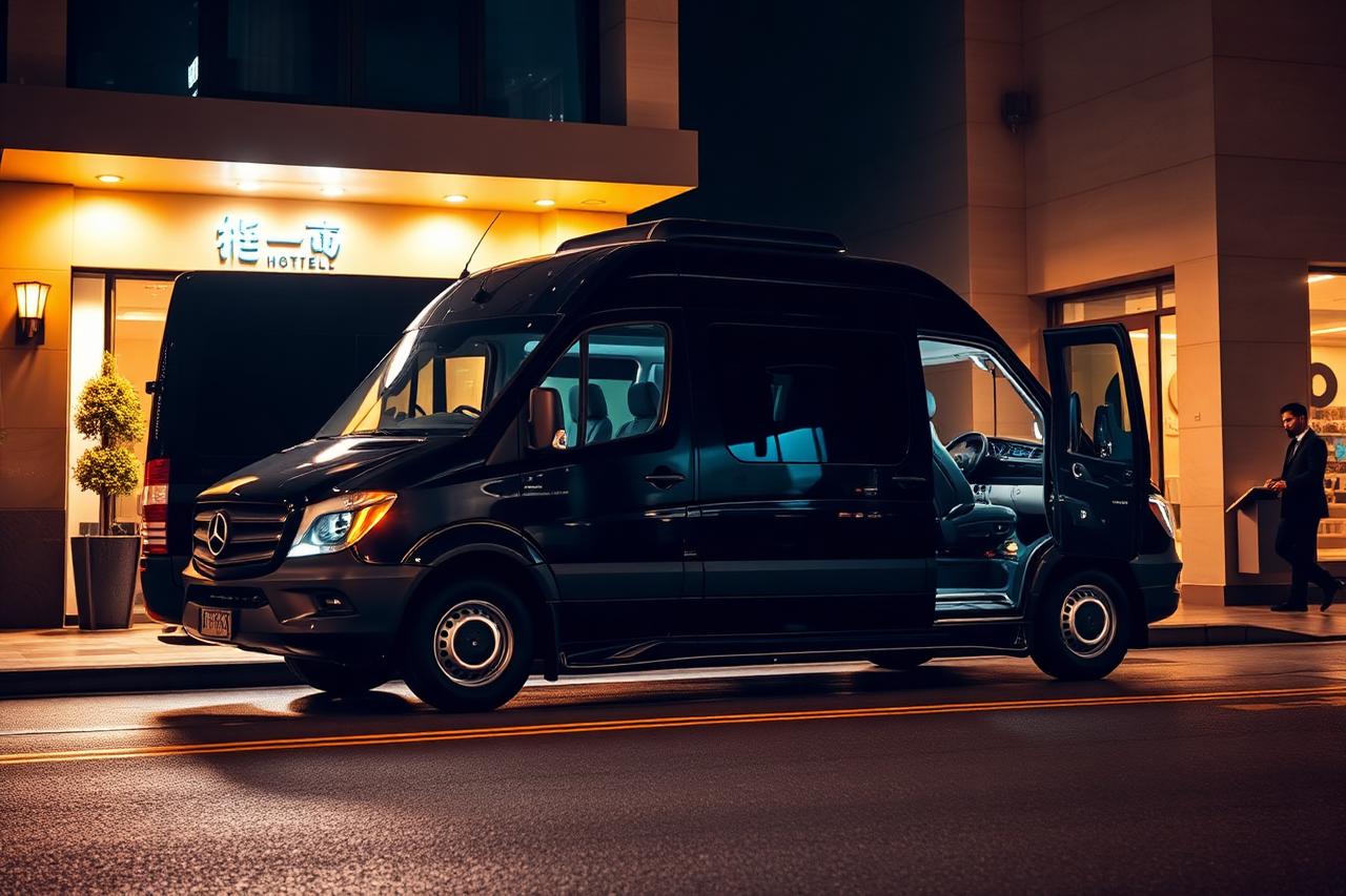 賓士保母車（Benz Sprinter）情境照片：夜間接送：藝人散場、深夜航班照常出車