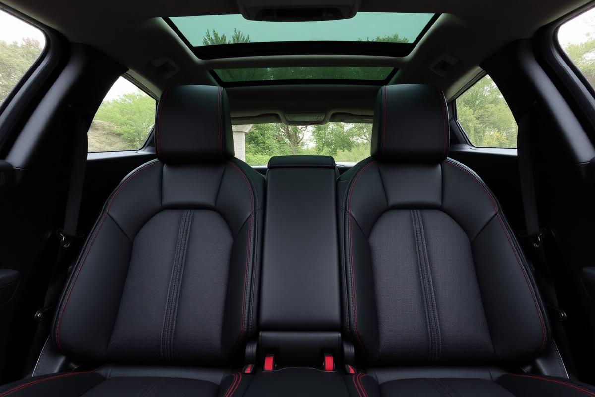 路虎 Range Rover Evoque內裝照片：座艙內裝：黑皮紅線＋全景天窗，情緒感夠
