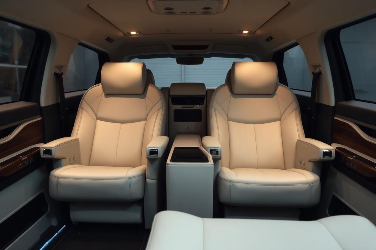 Lexus LM內裝照片：座艙內裝：米白皮革頭等艙座椅、可全躺休息