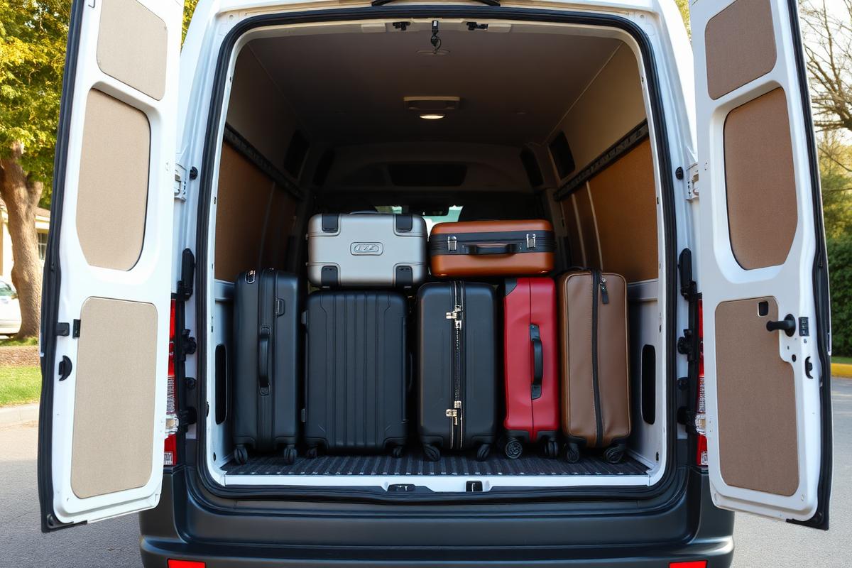 大T保母車（VW Crafter）行李照片：行李空間：後方整區放行李，大行李箱一次上車